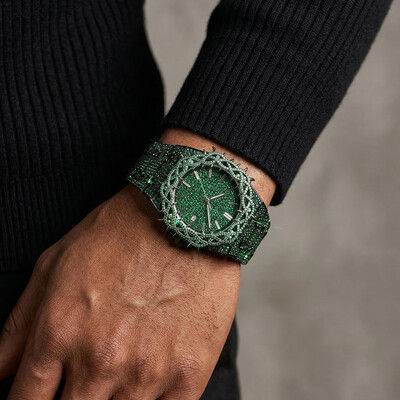 Iced Out Green Thorn Crown Watch