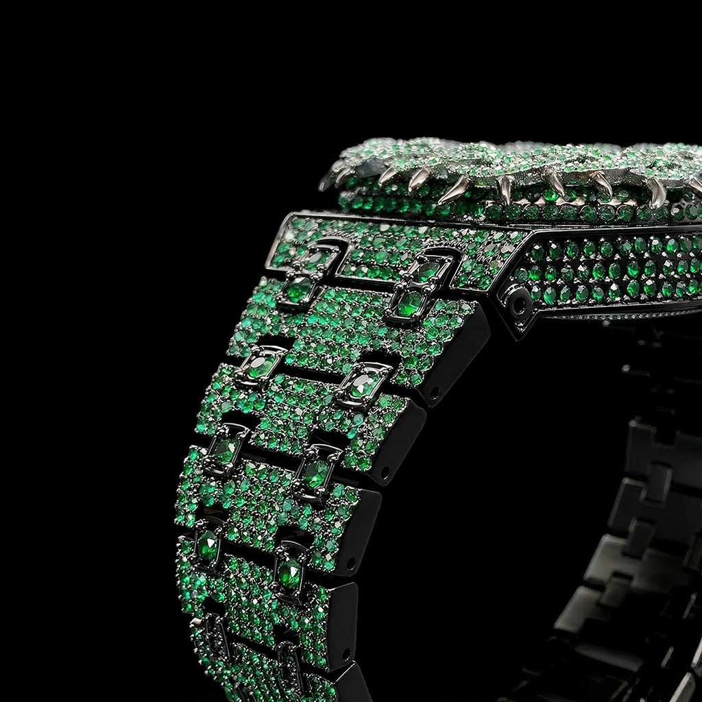 Iced Out Green Thorn Crown Watch