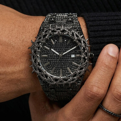Iced Out Black Thorn Crown Men's Watch