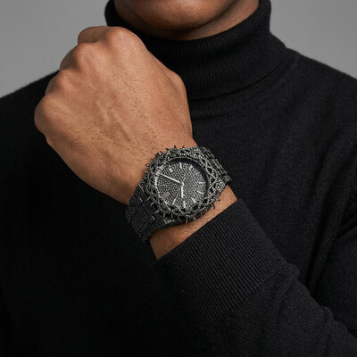Iced Out Black Thorn Crown Men's Watch