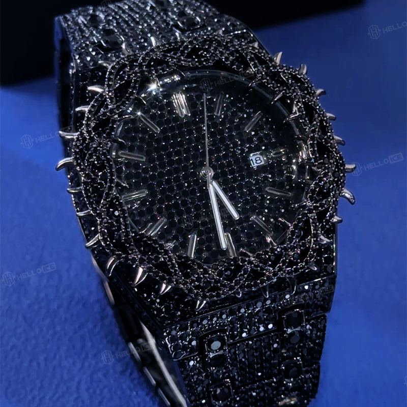 Iced Out Black Thorn Crown Men's Watch Iced Out Black Thorn Crown Men's Watch
