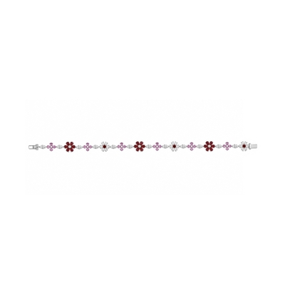 6.85 ct.tw. Floral Garnet & Pink Round with Marquise Cut Stone Bracelet