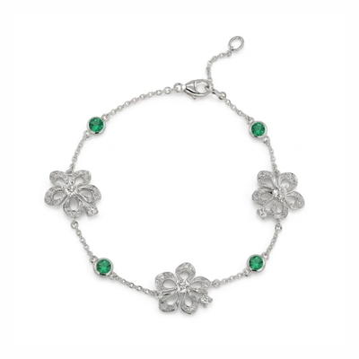 1.96 ct.tw. Nature-Inspired Floral with Green Round Cut Bracelet