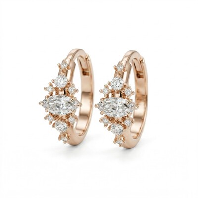 1.5 ct.tw. Dazzling Marquise Cut VVS Moissanite S925 Silver Hoop Earrings