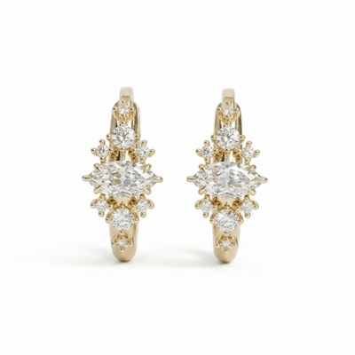 0.64 ct.tw. Dazzling Marquise Cut VVS Moissanite S925 Silver Hoop Earrings