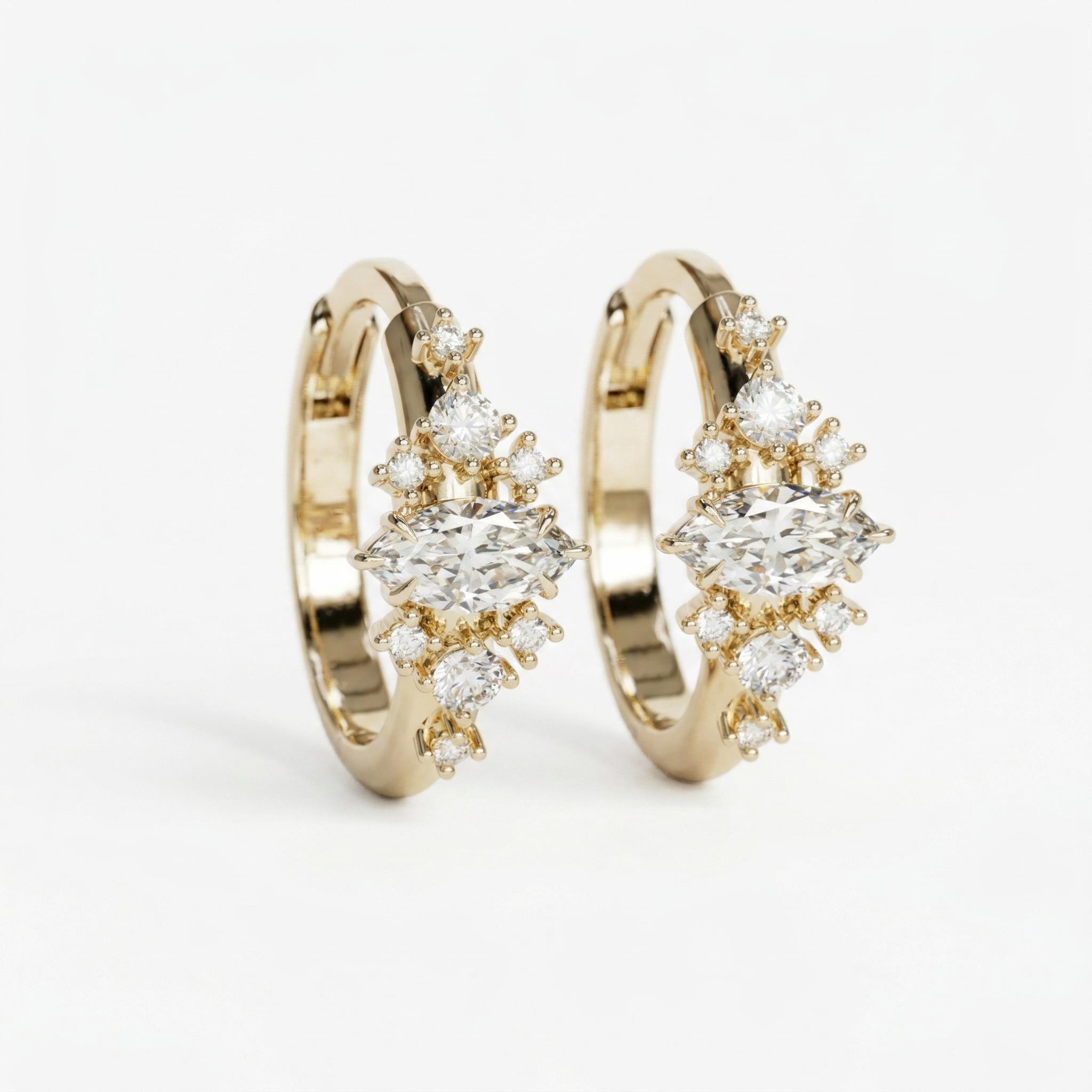 1.5 ct.tw. Dazzling Marquise Cut VVS Moissanite S925 Silver Hoop Earrings