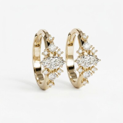 0.64 ct.tw. Dazzling Marquise Cut VVS Moissanite S925 Silver Hoop Earrings