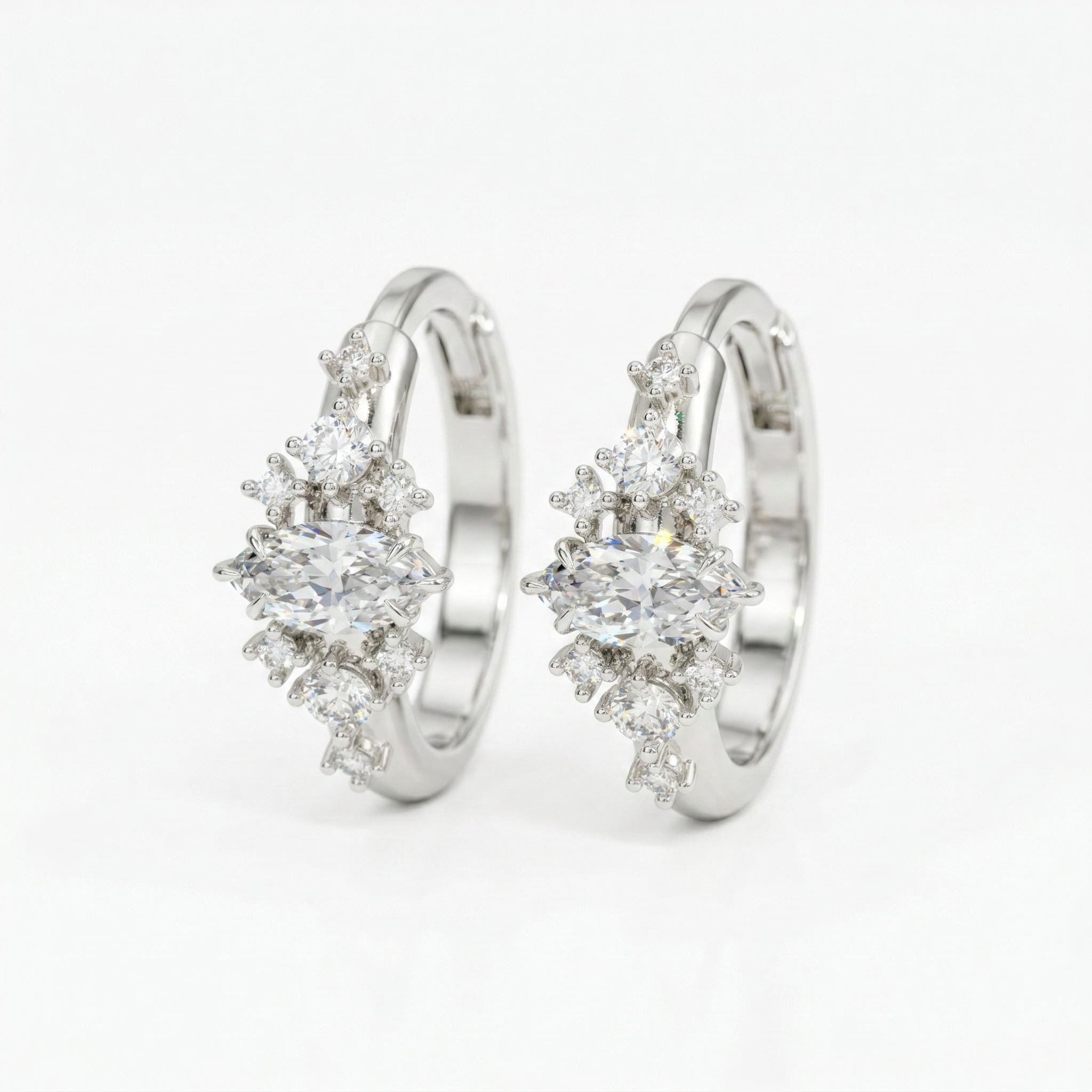 1.5 ct.tw. Dazzling Marquise Cut VVS Moissanite S925 Silver Hoop Earrings