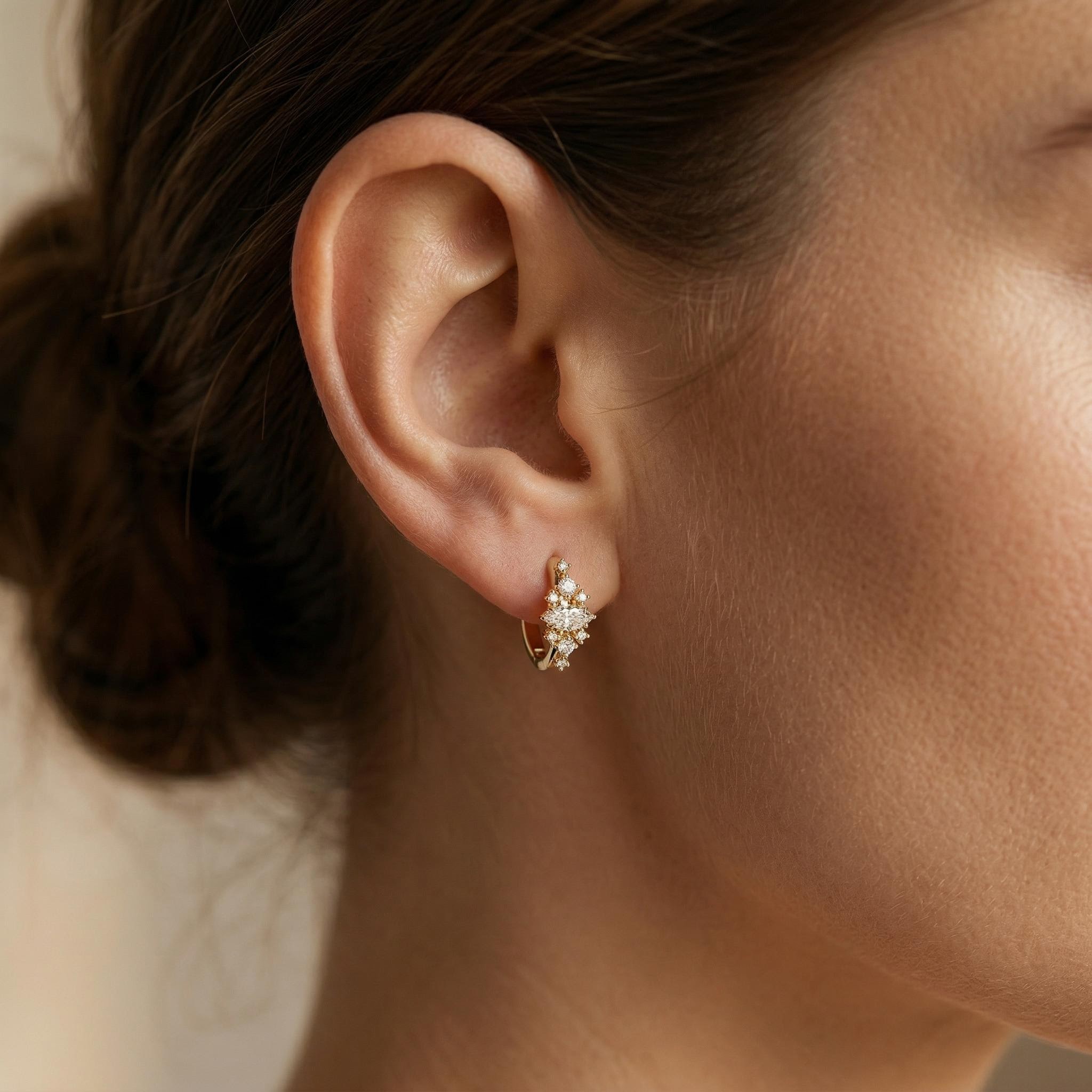 1.5 ct.tw. Dazzling Marquise Cut VVS Moissanite S925 Silver Hoop Earrings