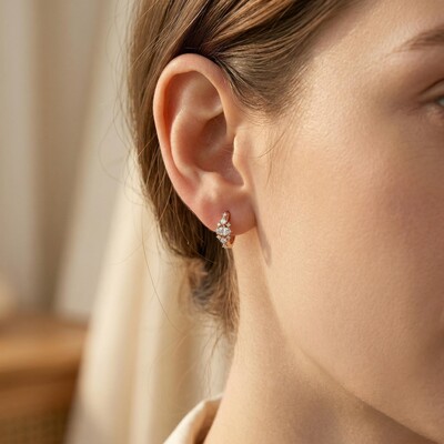 1.5 ct.tw. Dazzling Marquise Cut VVS Moissanite S925 Silver Hoop Earrings