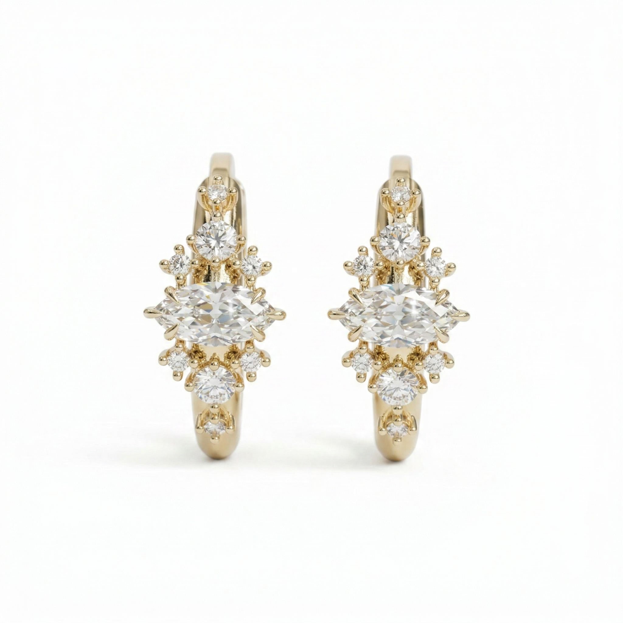 1.5 ct.tw. Dazzling Marquise Cut VVS Moissanite S925 Silver Hoop Earrings