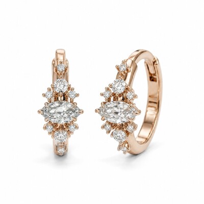 0.64 ct.tw. Dazzling Marquise Cut VVS Moissanite S925 Silver Hoop Earrings