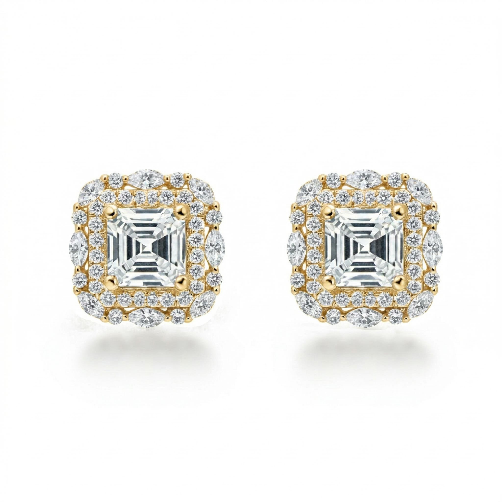 1.2 ct.tw. Dual Halo Asscher Cut VVS Moissanite S925 Silver Stud Earrings