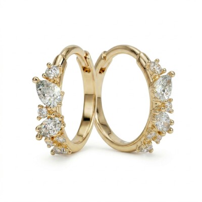 0.48 ct.tw. Unique Mix-shape Pear & Marquise & Round Cut VVS Moissanite S925 Silver Huggie Earrings