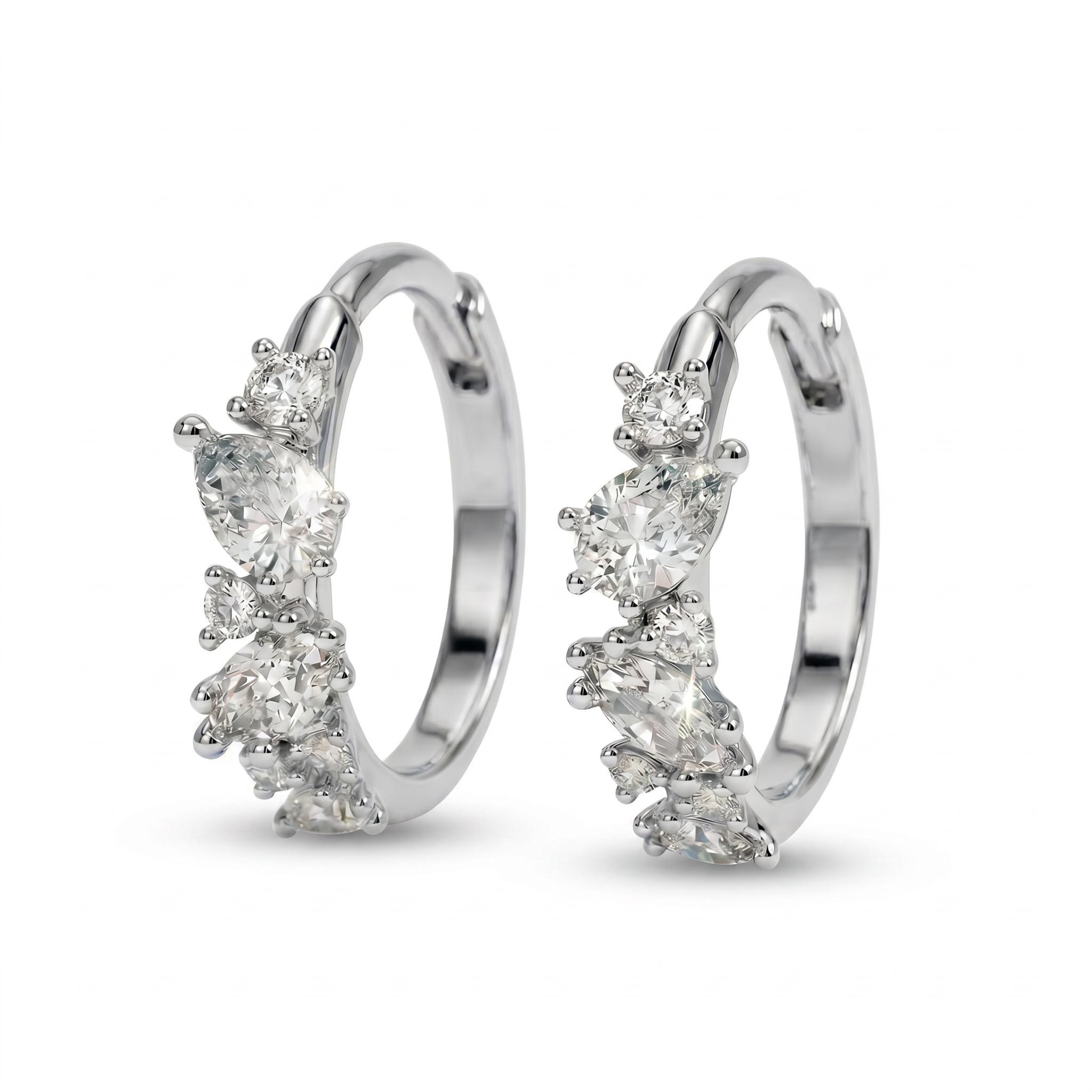 0.8 ct.tw. Unique Mix-shape Pear & Marquise & Round Cut VVS Moissanite S925 Silver Huggie Earrings