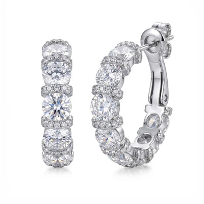 2.3 ct.tw. Alternating Round Cut Hoop Earrings
