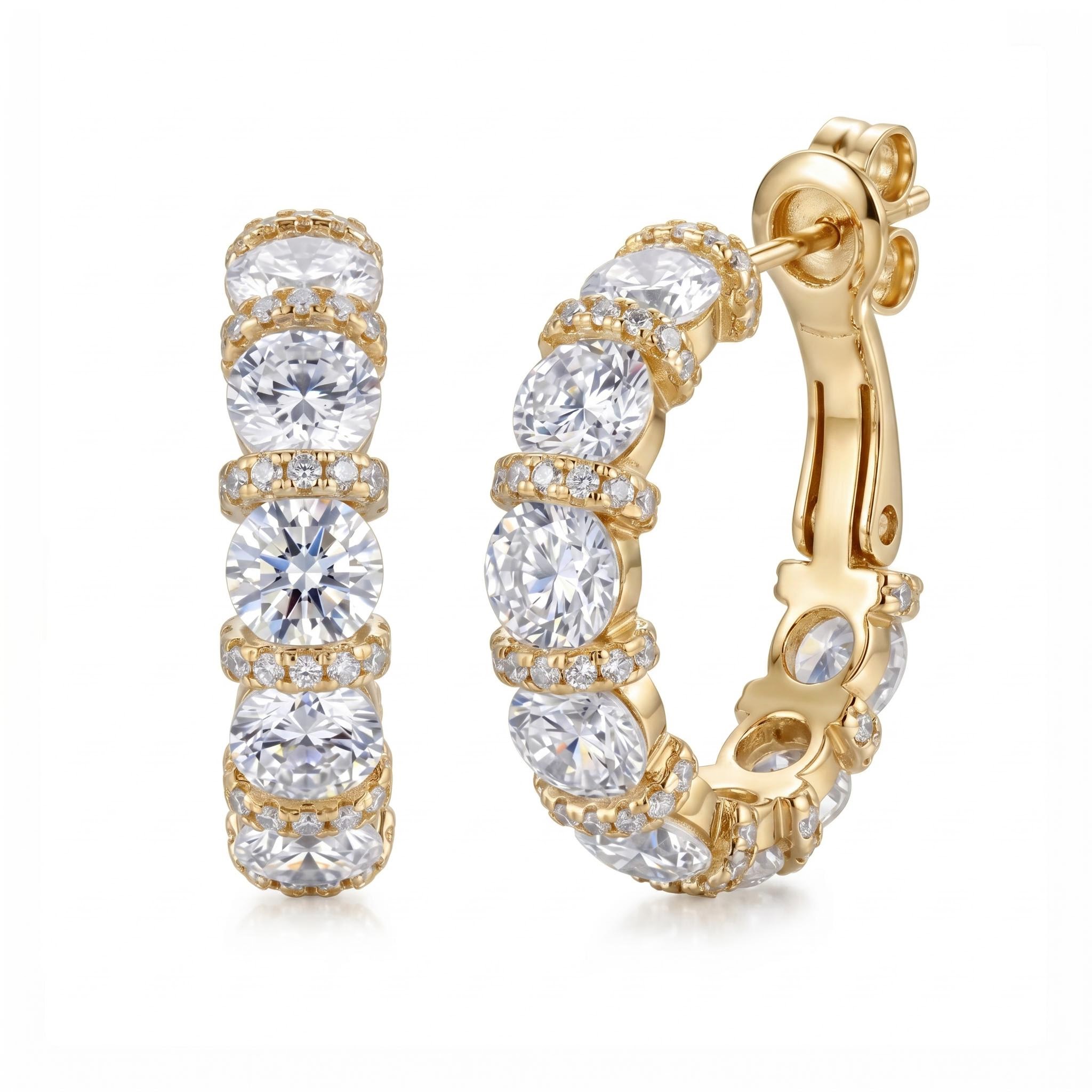 2.3 ct.tw. Alternating Round Cut Hoop Earrings