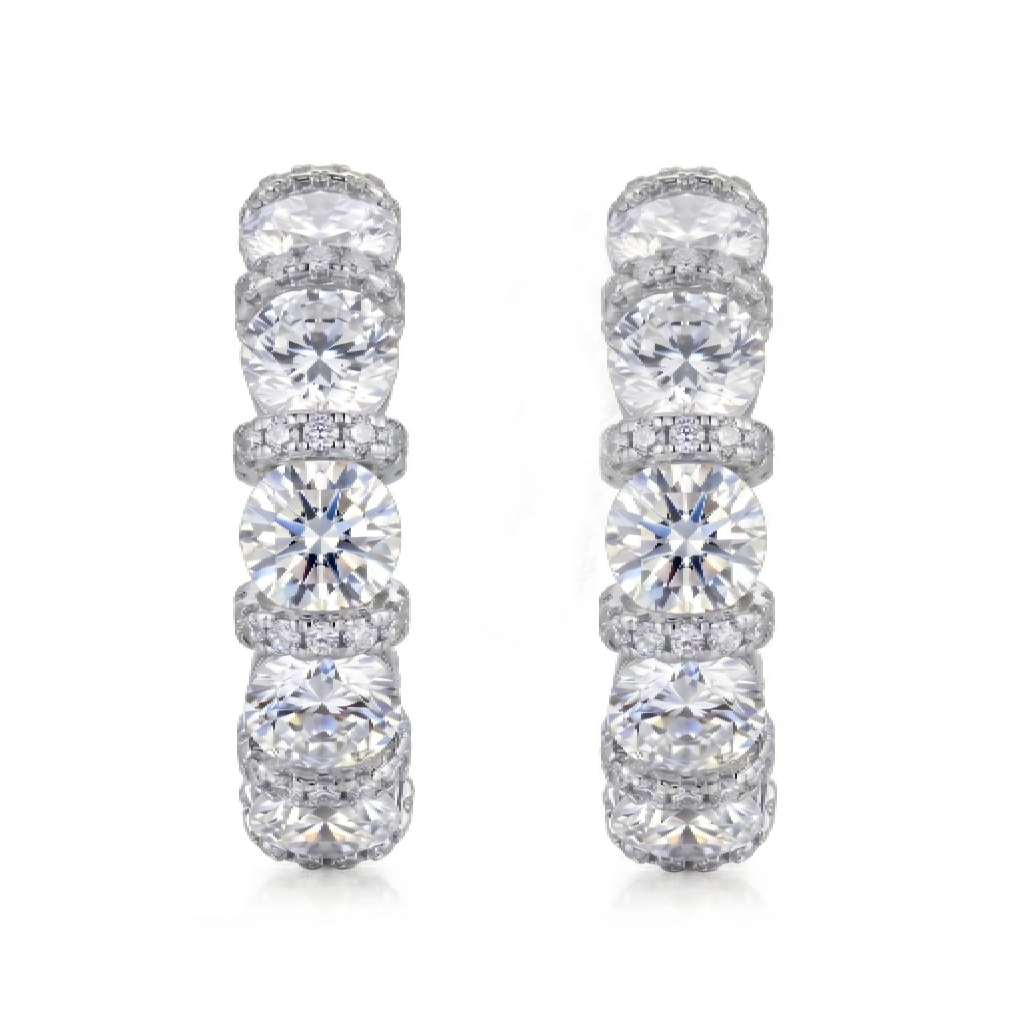 2.3 ct.tw. Alternating Round Cut Hoop Earrings