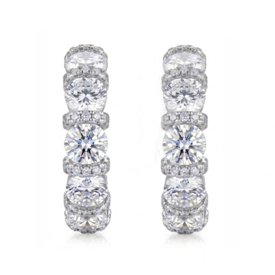 2.3 ct.tw. Alternating Round Cut Hoop Earrings