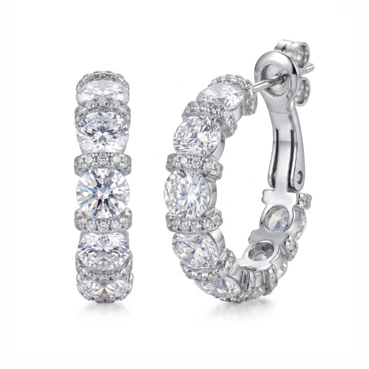 2.3 ct.tw. Alternating Round Cut Hoop Earrings 2.3 ct.tw. Alternating Round Cut Hoop Earrings