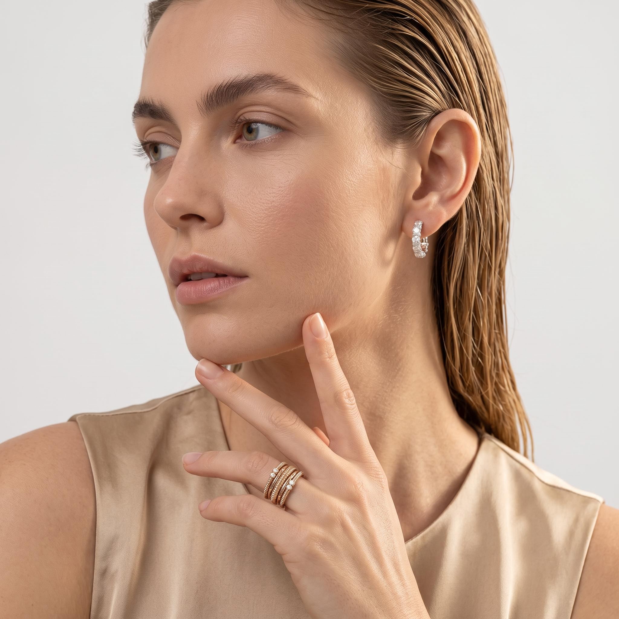 3.58 ct.tw. Alternating Round Cut Hoop Earrings 3.58 ct.tw. Alternating Round Cut Hoop Earrings