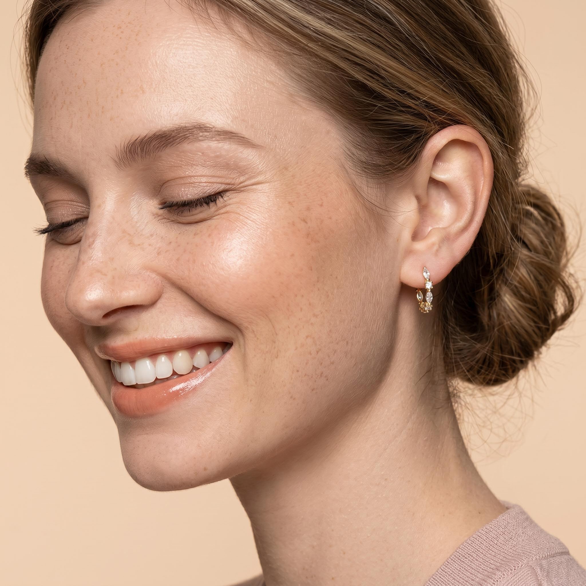 0.46 ct.tw. Dainty Marquise + Round Cut Hoop Earrings 0.46 ct.tw. Dainty Marquise + Round Cut Hoop Earrings