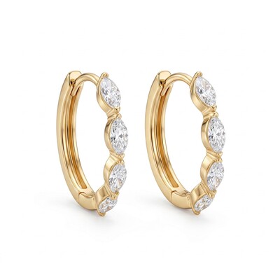 1.5 ct.tw. Dainty Marquise Cut Hoop Earrings