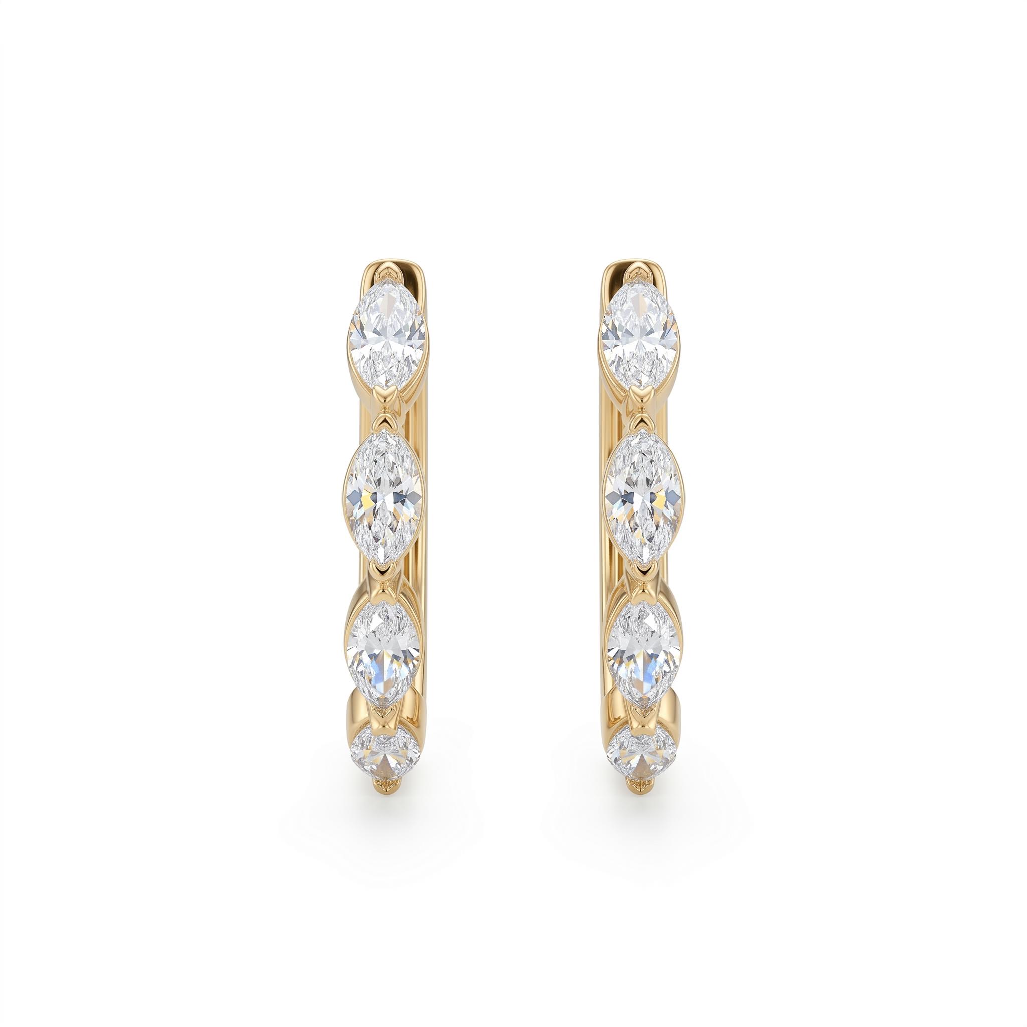 1.5 ct.tw. Dainty Marquise Cut Hoop Earrings