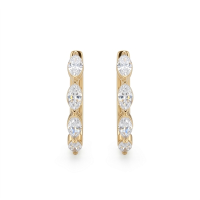 1.5 ct.tw. Dainty Marquise Cut Hoop Earrings