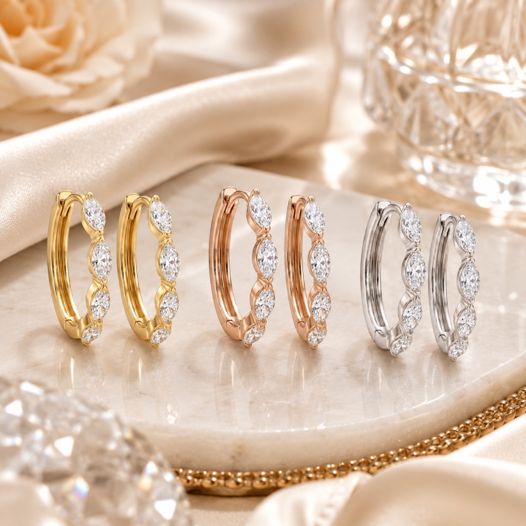 0.56 ct.tw. Dainty Marquise Cut Hoop Earrings 0.56 ct.tw. Dainty Marquise Cut Hoop Earrings