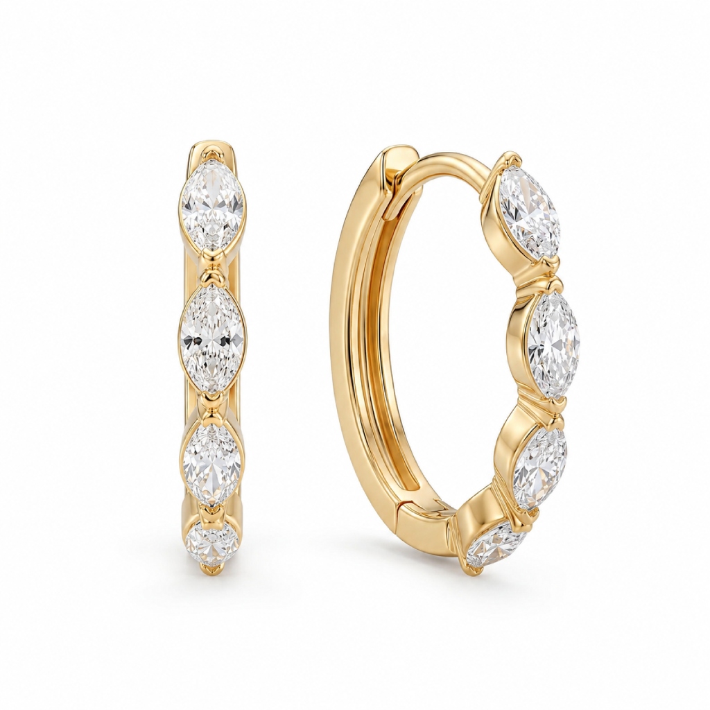 0.56 ct.tw. Dainty Marquise Cut Hoop Earrings 0.56 ct.tw. Dainty Marquise Cut Hoop Earrings