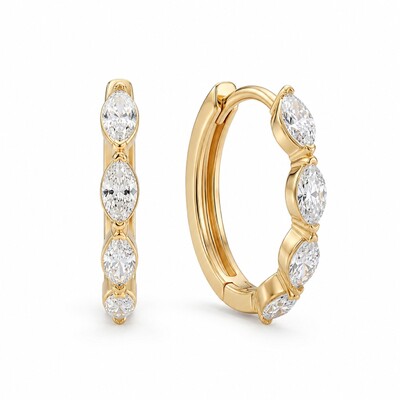 0.56 ct.tw. Dainty Marquise Cut Hoop Earrings