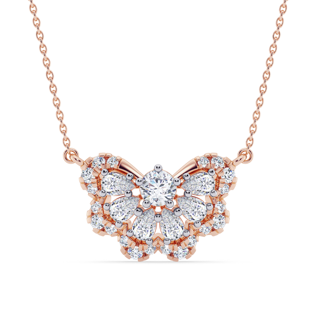 1.8 ct.tw. Butterfly Round & Pear Cut VVS Moissanite S925 Silver Pendant Necklace