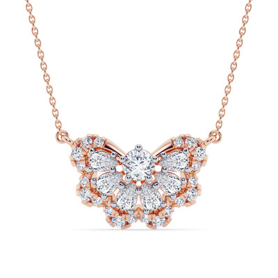 1.8 ct.tw. Butterfly Round & Pear Cut VVS Moissanite S925 Silver Pendant Necklace