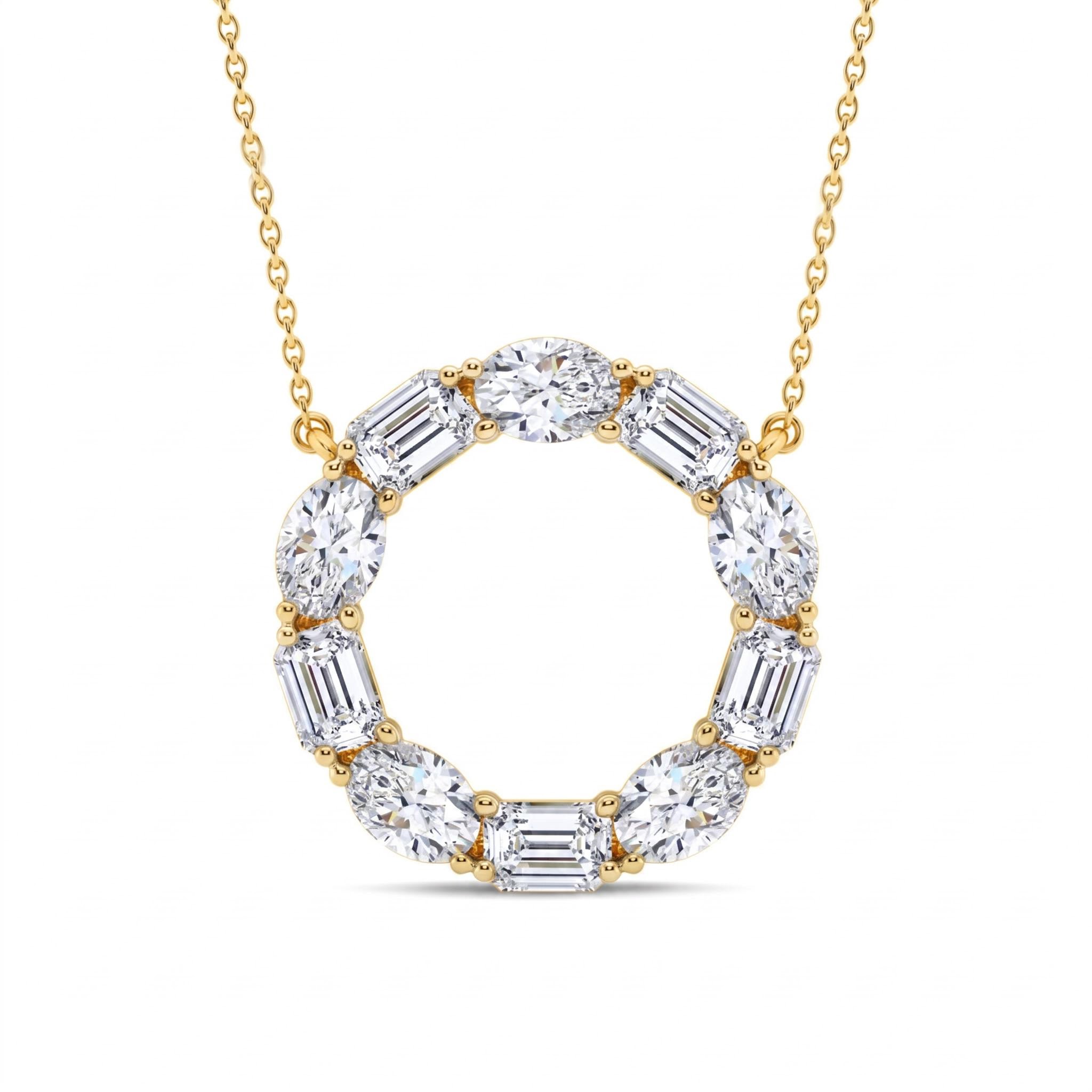 2.8 ct.tw. Alternating Oval + Emerald Cut VVS Moissanite S925 Silver Pendant Necklace