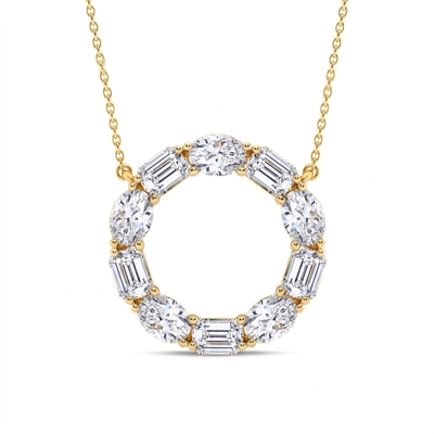 2.8 ct.tw. Alternating Oval + Emerald Cut VVS Moissanite S925 Silver Pendant Necklace