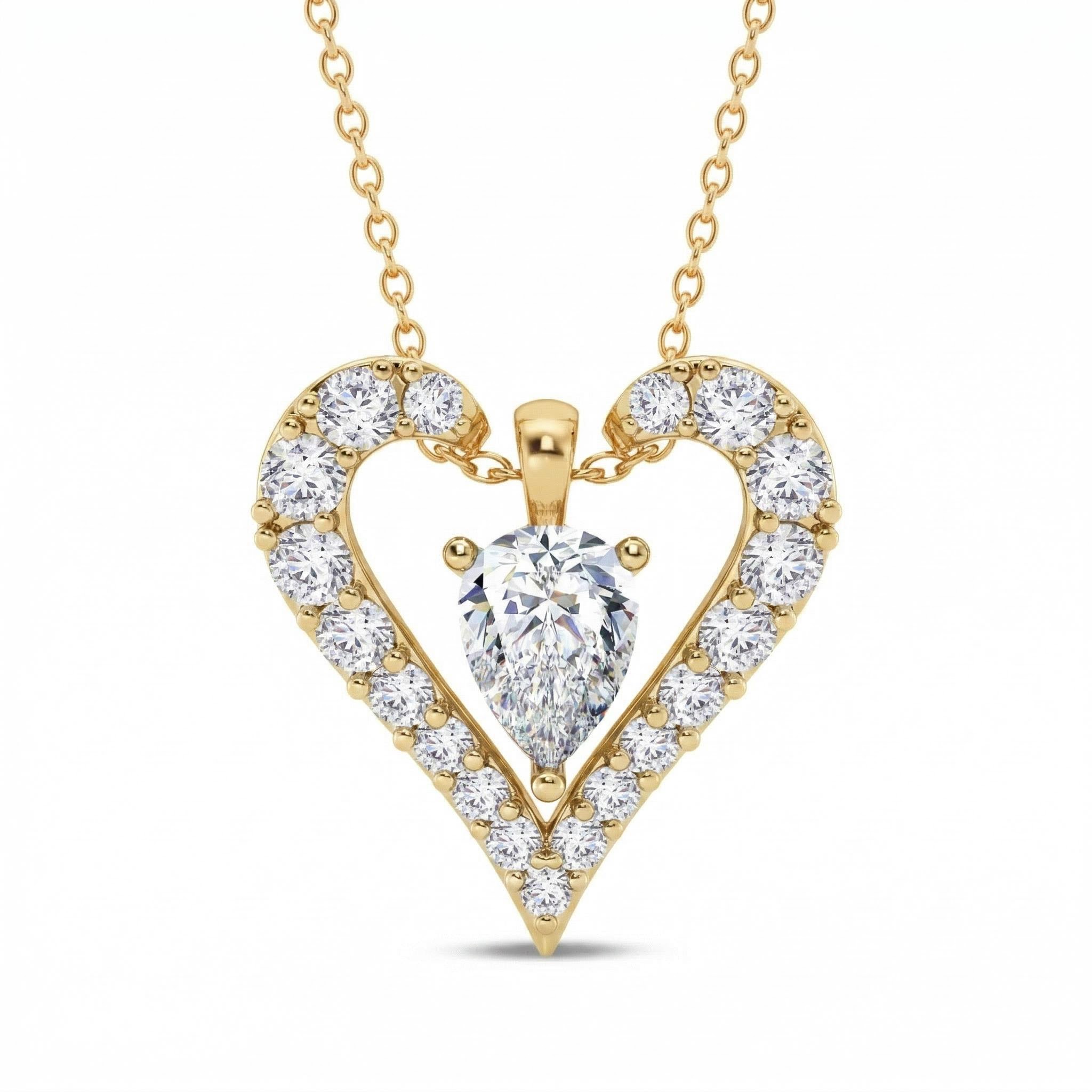 2.19ct.tw. Detachable Heart-shape Pear&Round Cut VVS Moissanite S925 Silver Pendant Necklace