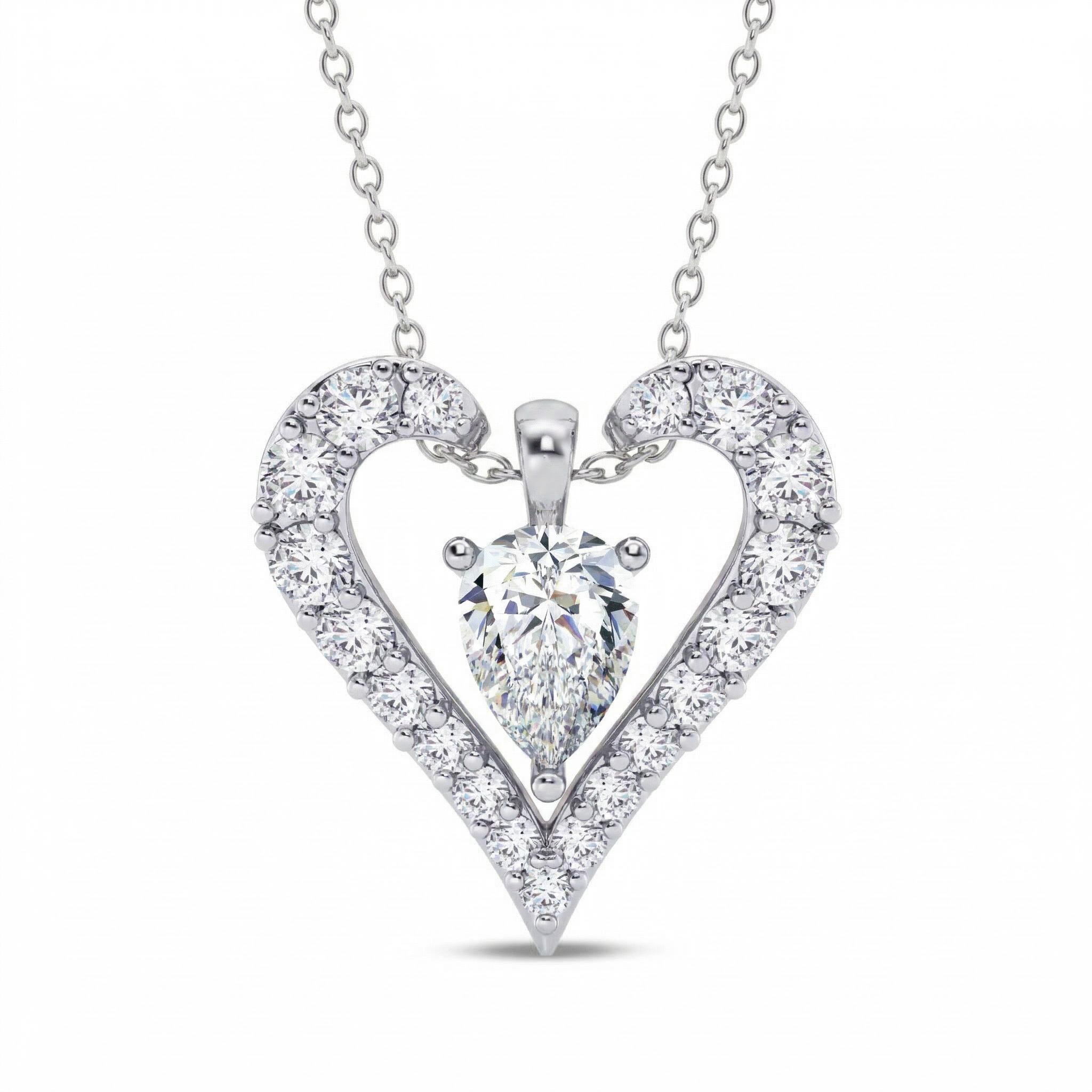 2.19ct.tw. Detachable Heart-shape Pear&Round Cut VVS Moissanite S925 Silver Pendant Necklace