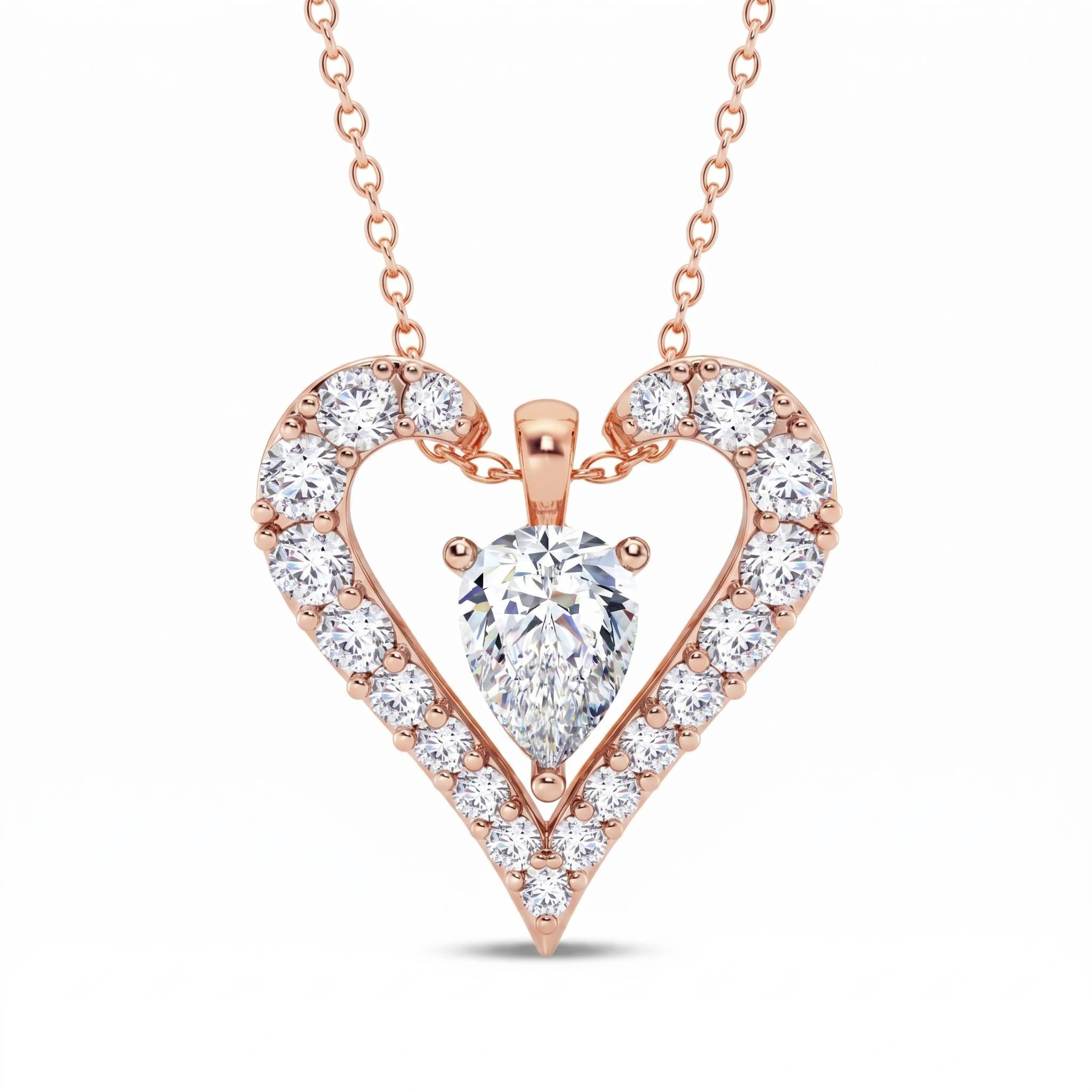 2.19ct.tw. Detachable Heart-shape Pear&Round Cut VVS Moissanite S925 Silver Pendant Necklace