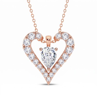 2.19ct.tw. Detachable Heart-shape Pear&Round Cut VVS Moissanite S925 Silver Pendant Necklace