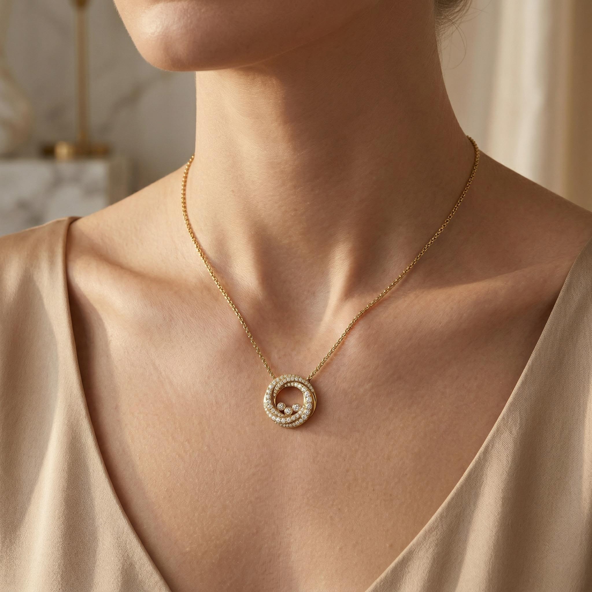 1.5 ct.tw. Intertwined Circle Dancing Diamond VVS Moissanite S925 Silver Pendant Necklace