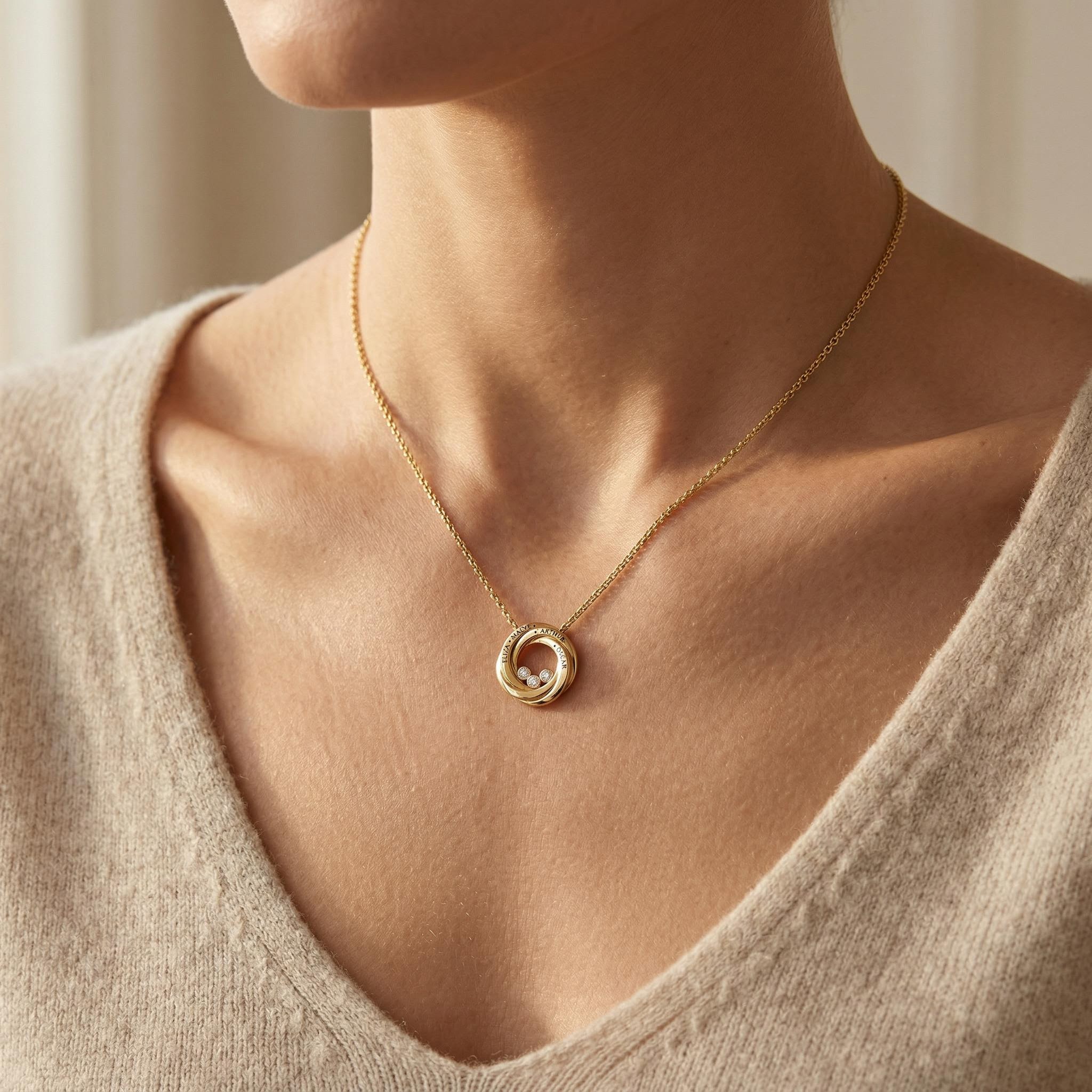 1.5 ct.tw. Intertwined Circle Dancing Diamond VVS Moissanite S925 Silver Pendant Necklace