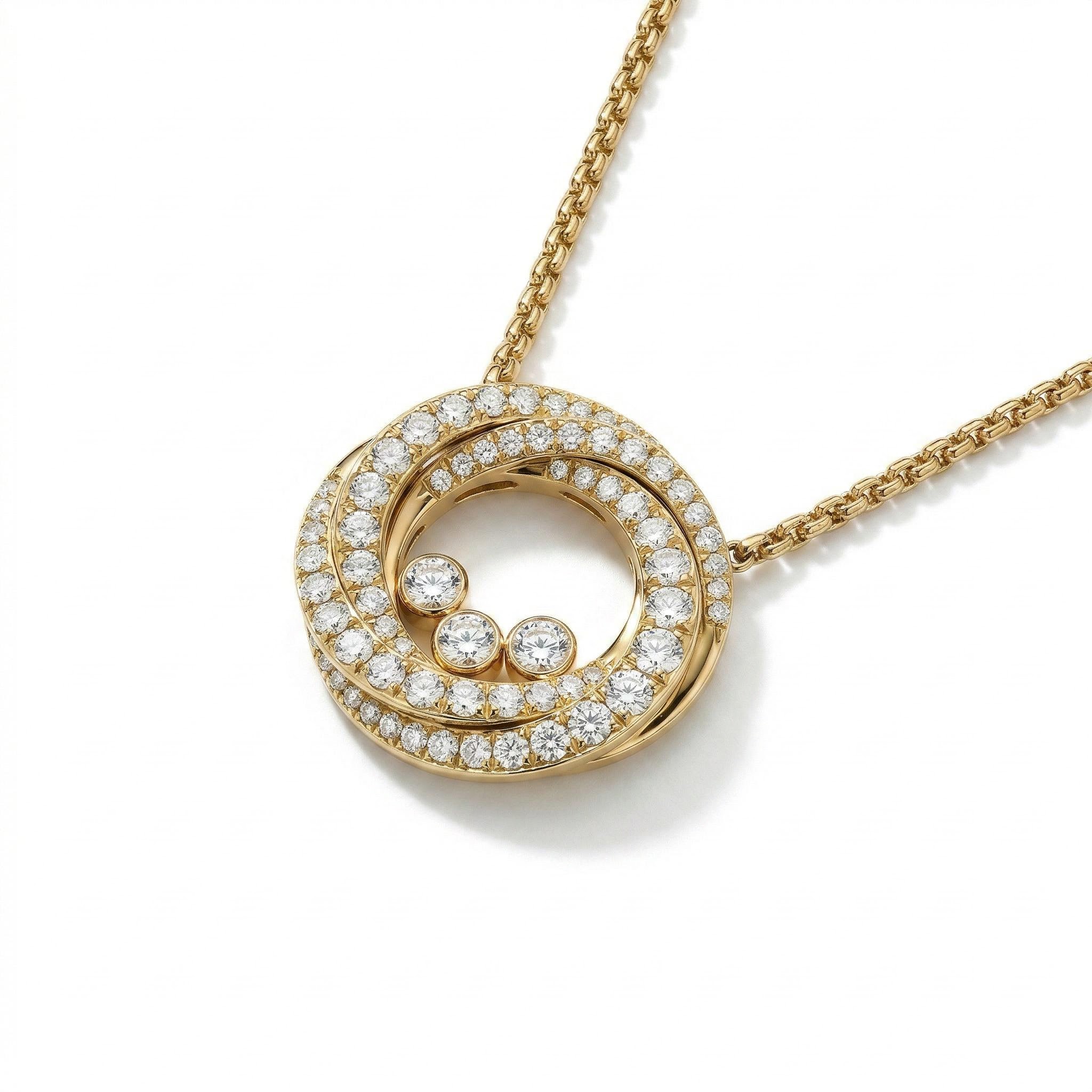 1.5 ct.tw. Intertwined Circle Dancing Diamond VVS Moissanite S925 Silver Pendant Necklace