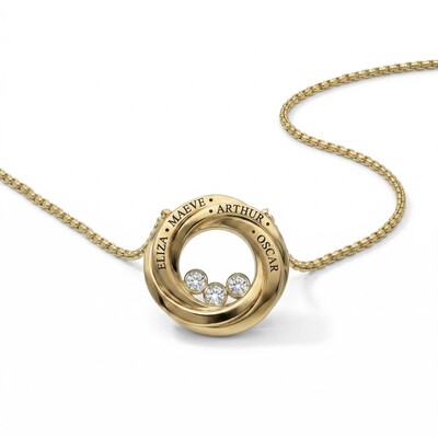 1.5 ct.tw. Intertwined Circle Dancing Diamond Engraved Name Pendant Necklace