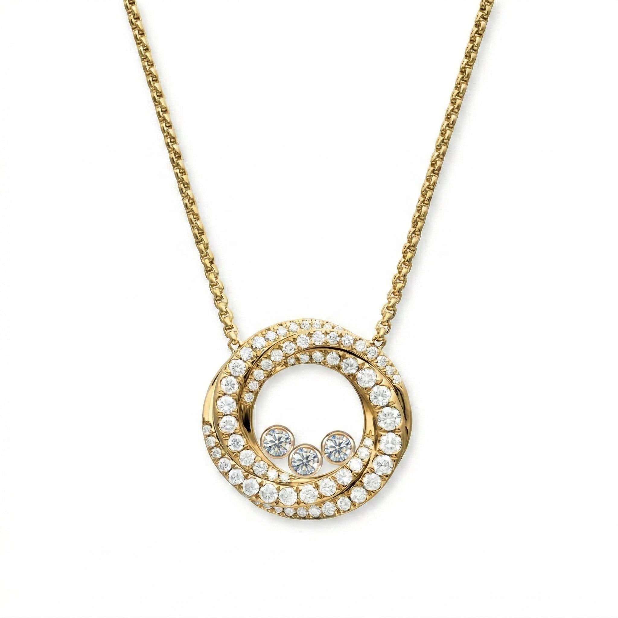 1.5 ct.tw. Intertwined Circle Dancing Diamond VVS Moissanite S925 Silver Pendant Necklace