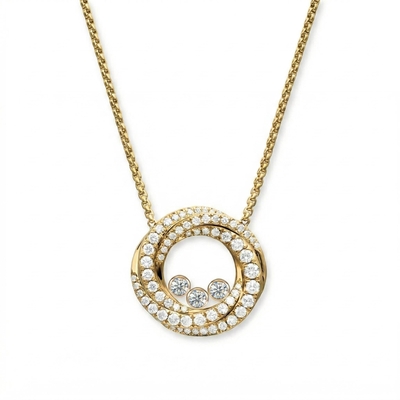 1.5 ct.tw. Intertwined Circle Dancing Diamond VVS Moissanite S925 Silver Pendant Necklace