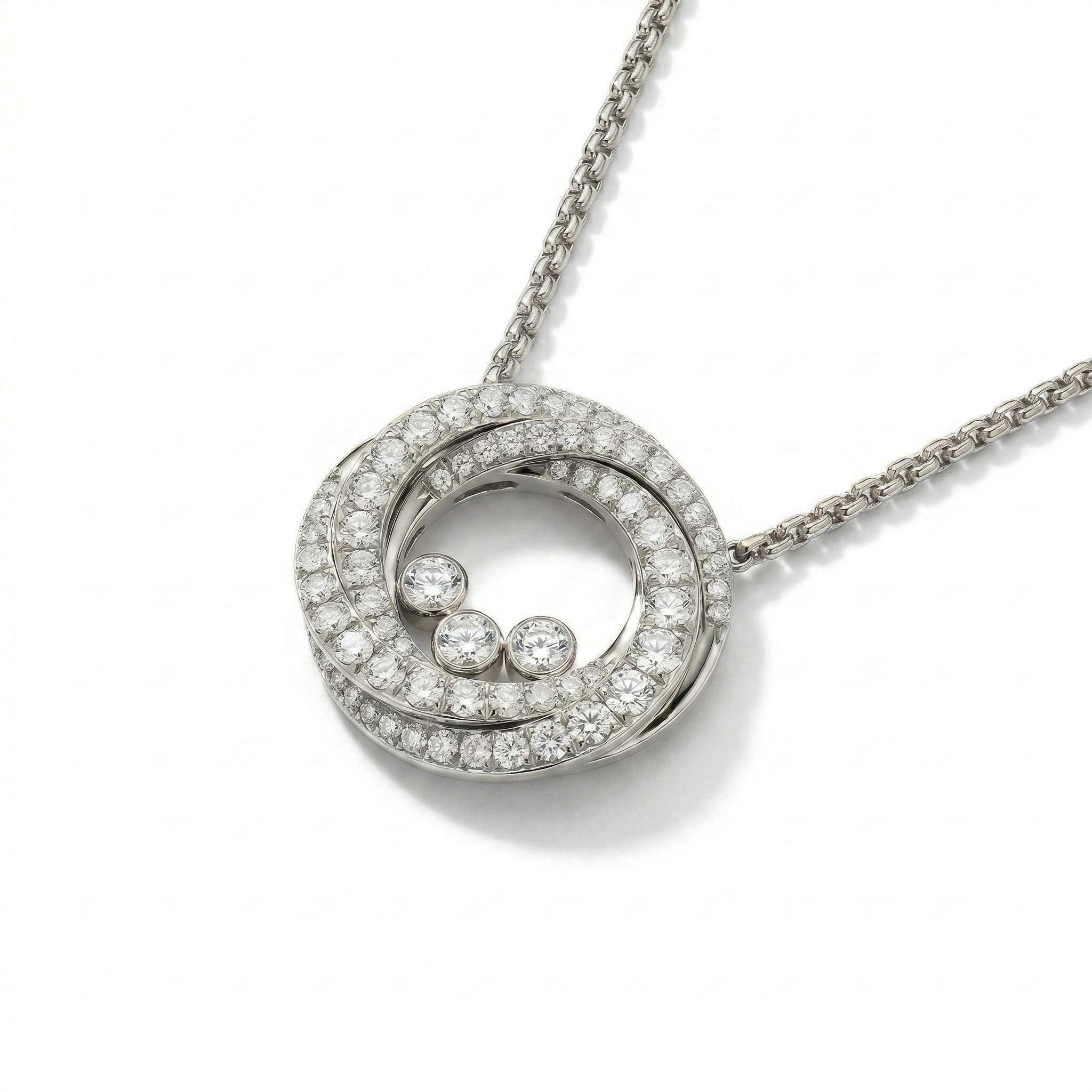 1.5 ct.tw. Intertwined Circle Dancing Diamond VVS Moissanite S925 Silver Pendant Necklace