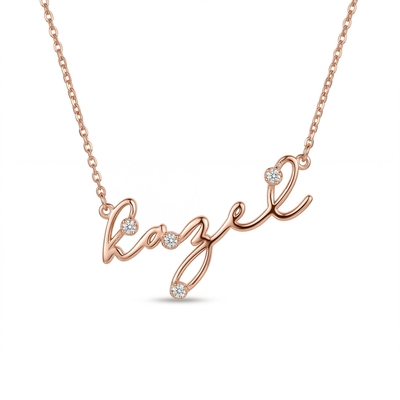 Custom Delicate Name with Diamond S925 Silver Necklace