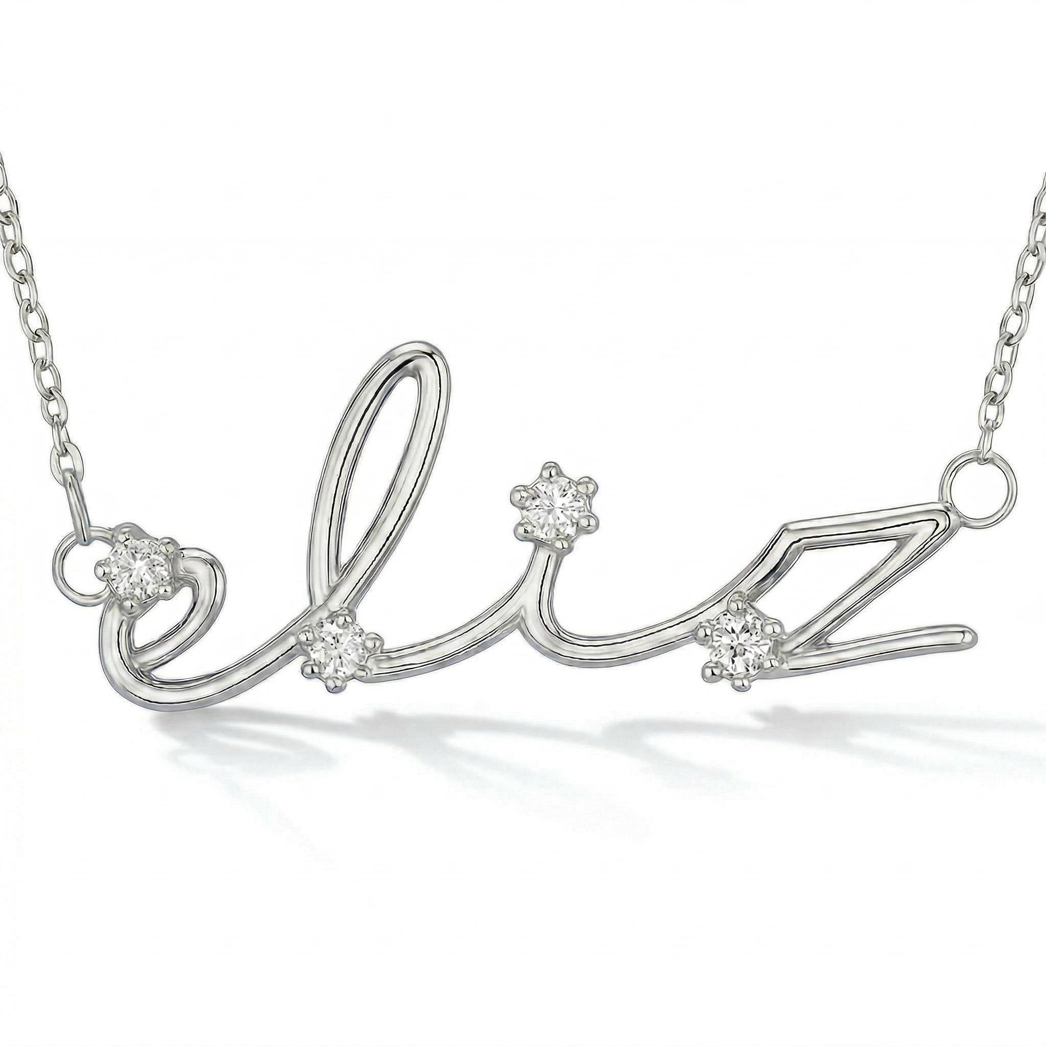 Custom Delicate Name with Diamond S925 Silver Necklace