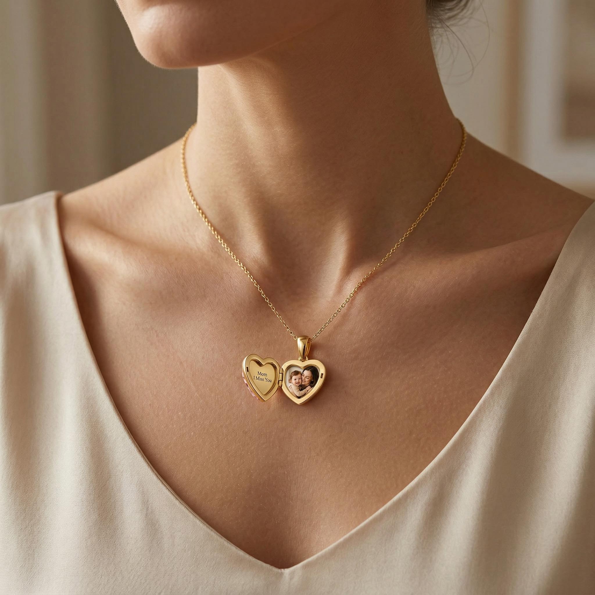 Customizable Photo with Pink Heart Cut S925 Silver Pendant Necklace